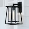 Vaxcel Blackwell 8-in. W Cage Frame 1 Light Dusk to Dawn Black Outdoor Wall Lantern Clear Glass T0608 - alternate 1
